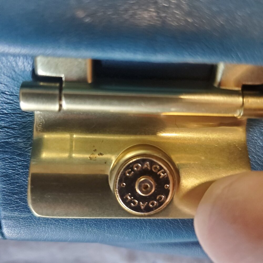 Coach Authentic Leather Satchel Teal Blue Gold Hardware 2009 w/ Certificat - Picture 5 of 16